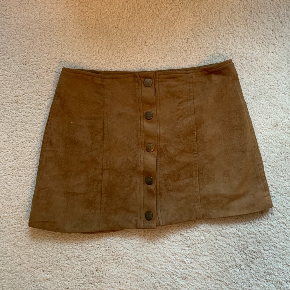 Suede Button up Mini Skirt